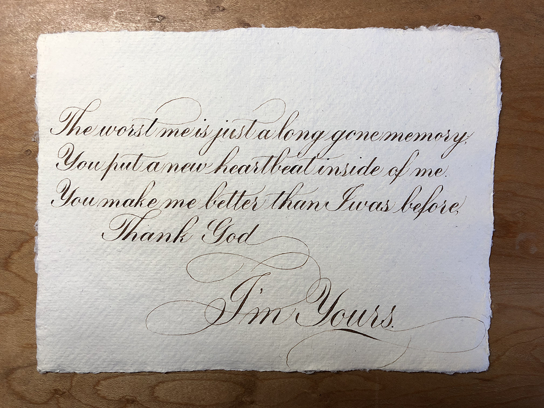 Calligraphic Song Lyrics by Katie Leavens