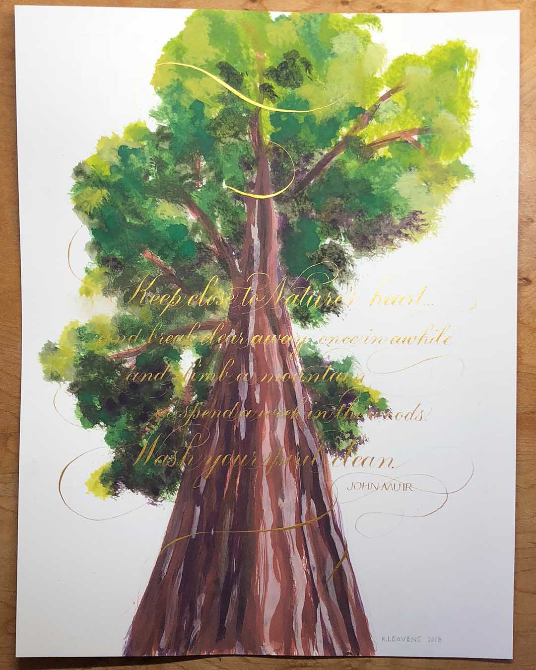  comparison between the printed and painted color. Printed samples have more sheen, where as the gouache paint has a flat finish - by Katie Leavens